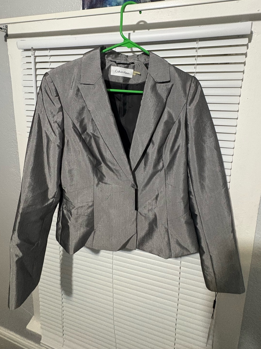 Calvin Klein Women's Silver Gray Tailored Blazer